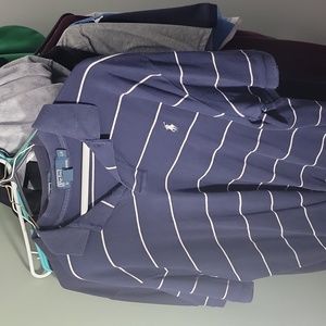 Navy and White Polo Ralph Lauren Polo Shirt Large